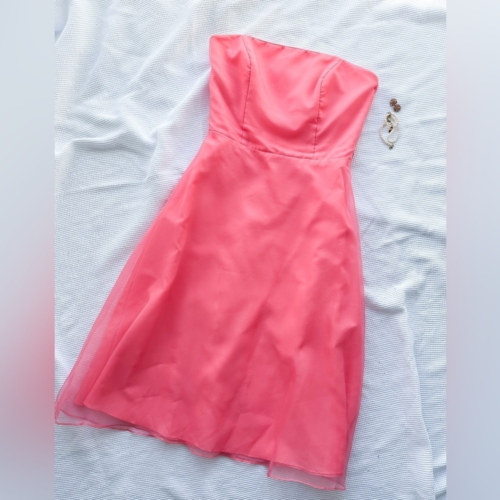 Alfred Angelo - Pink Coral Strapless Special Occasion Dress - Size 9